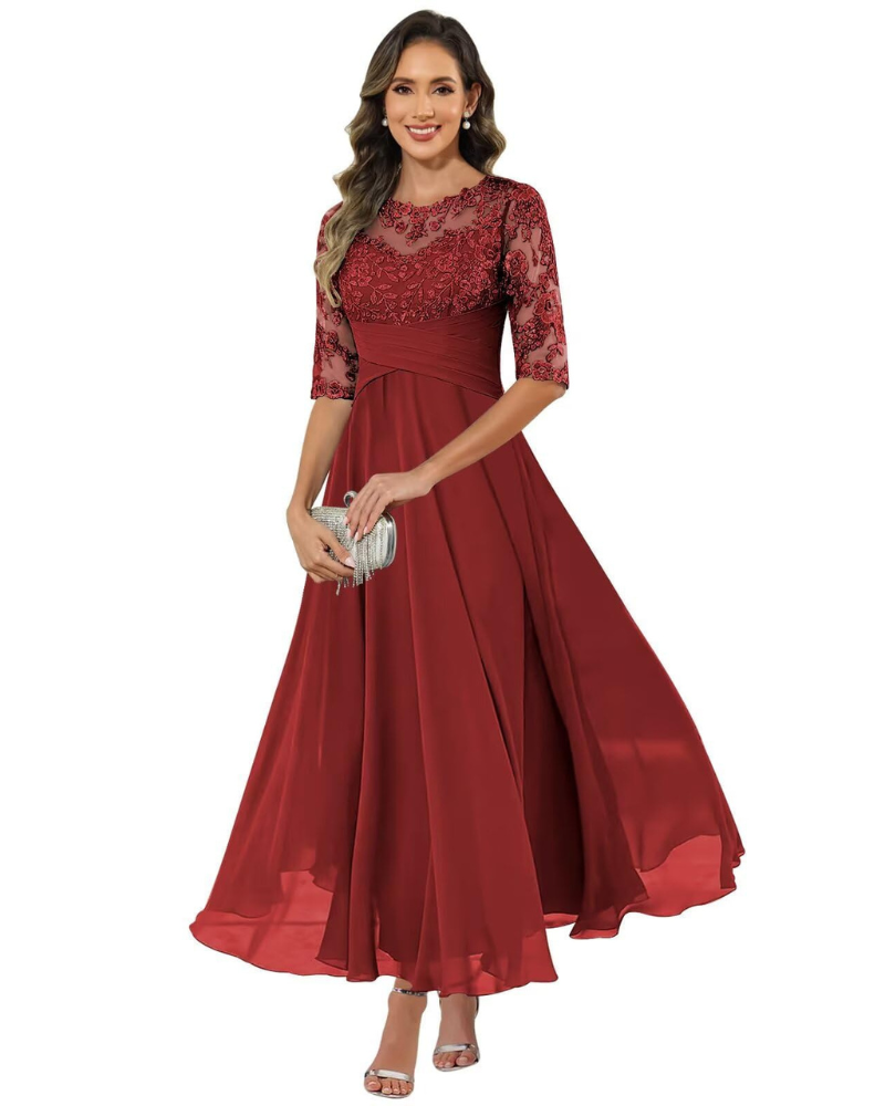 Helena lace chiffon evening dress 14