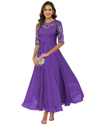 Helena lace chiffon evening dress 2