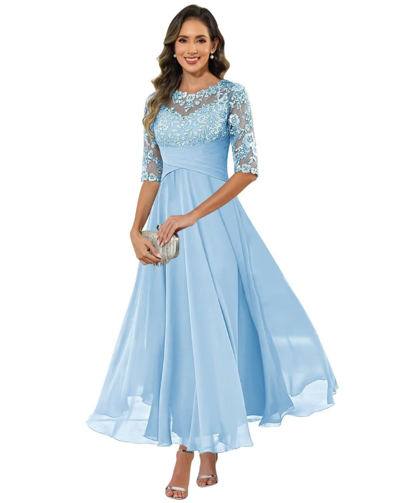 Helena lace chiffon evening dress 7