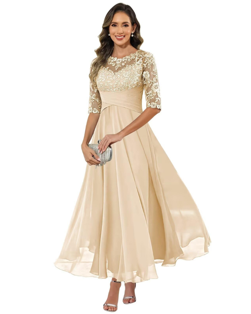 Helena lace chiffon evening dress 6
