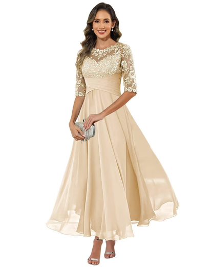 Helena lace chiffon evening dress 6