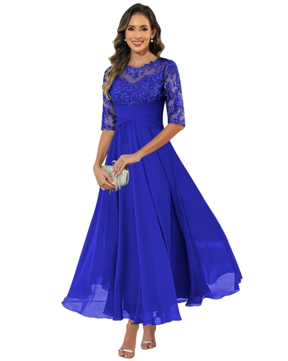 Helena lace chiffon evening dress 3