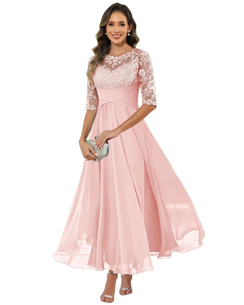 Helena lace chiffon evening dress 9