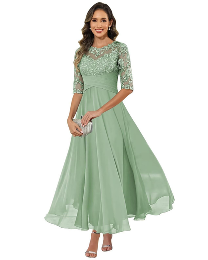 Helena lace chiffon evening dress 10