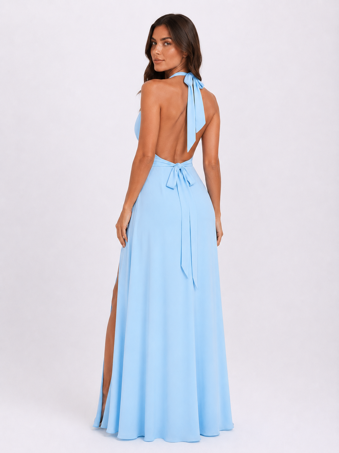 Alice halterneck side split maxi dress 2