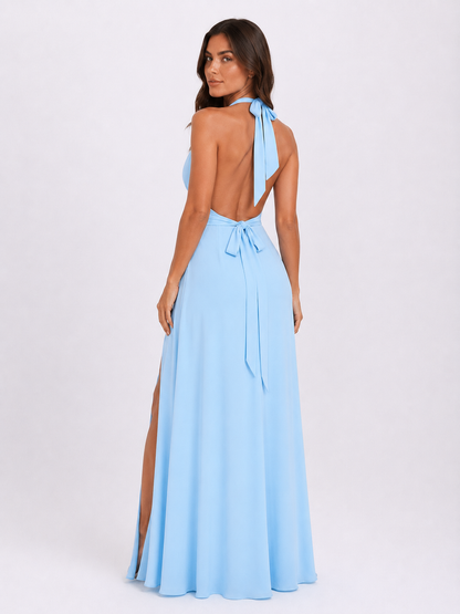 Alice halterneck side split maxi dress 2