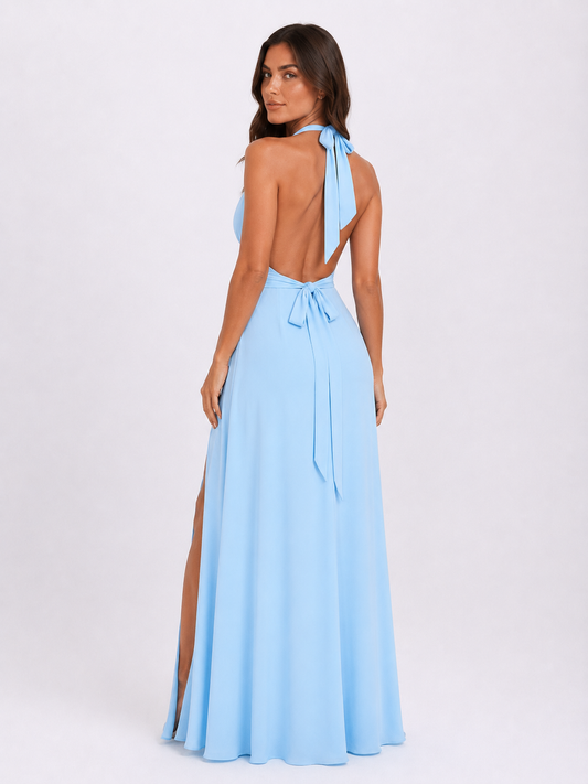 Alice halterneck side split maxi dress 2