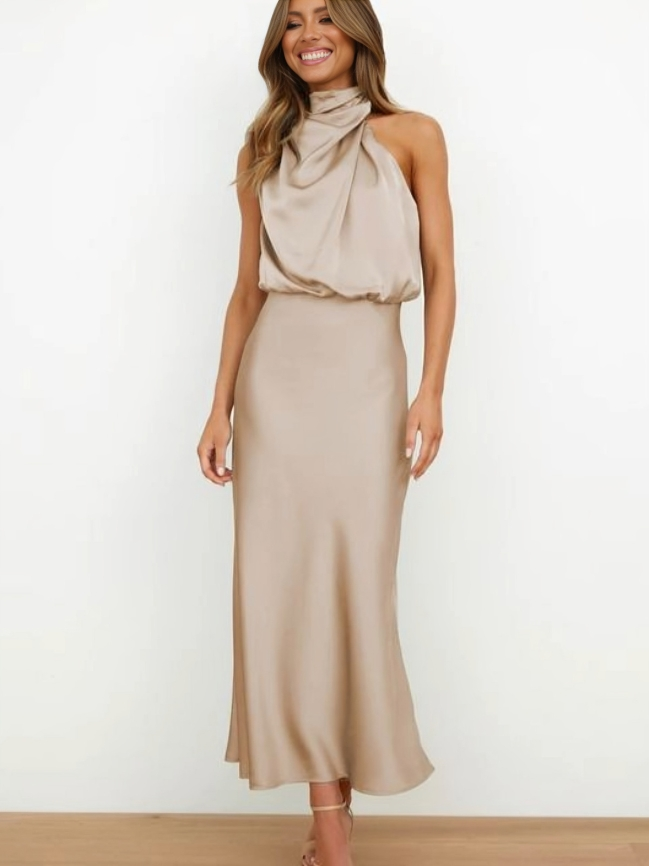 Georgia halterneck maxi cocktail dress 9