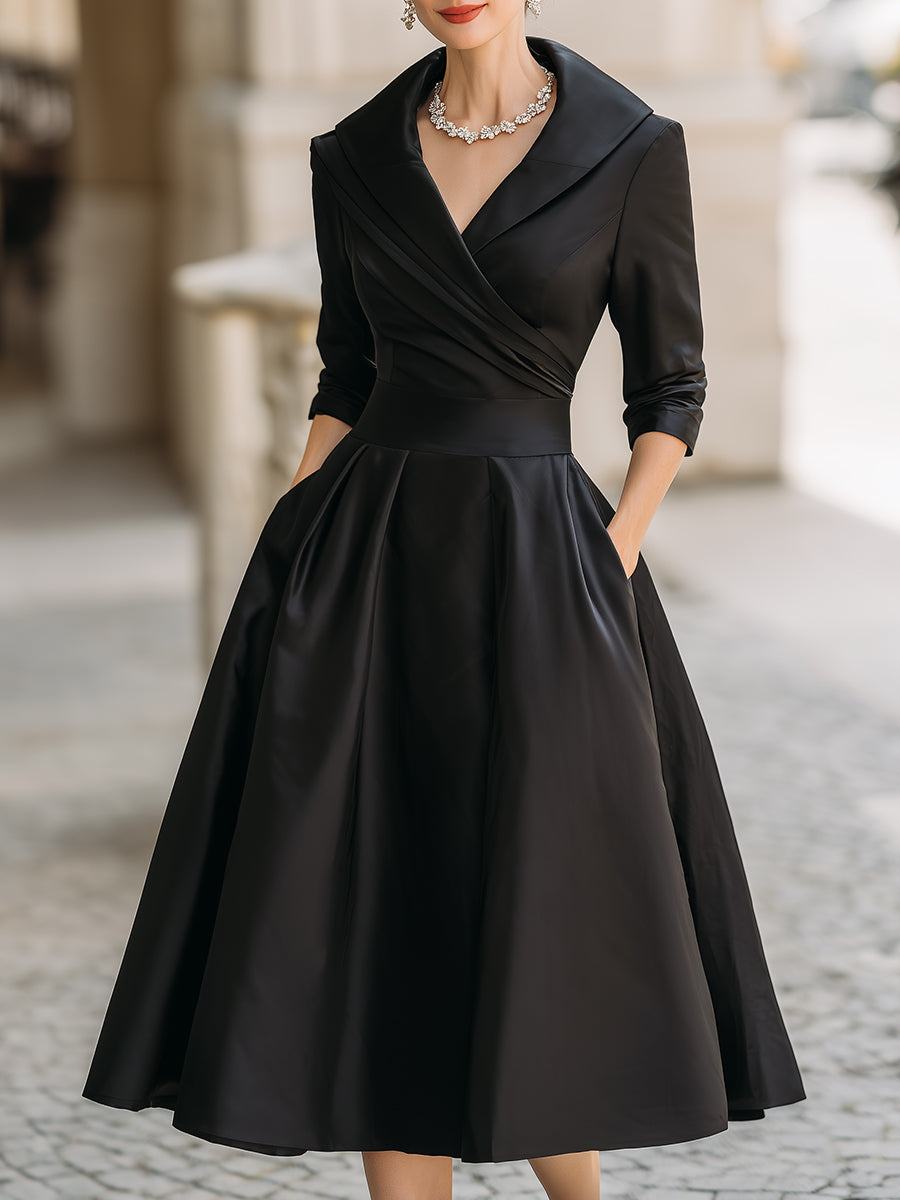 Clara draped collar satin midi dress 1