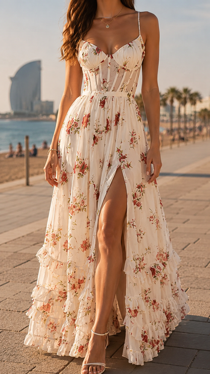 Perrie floral corset maxi dress 1