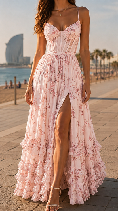 Perrie floral corset maxi dress 2