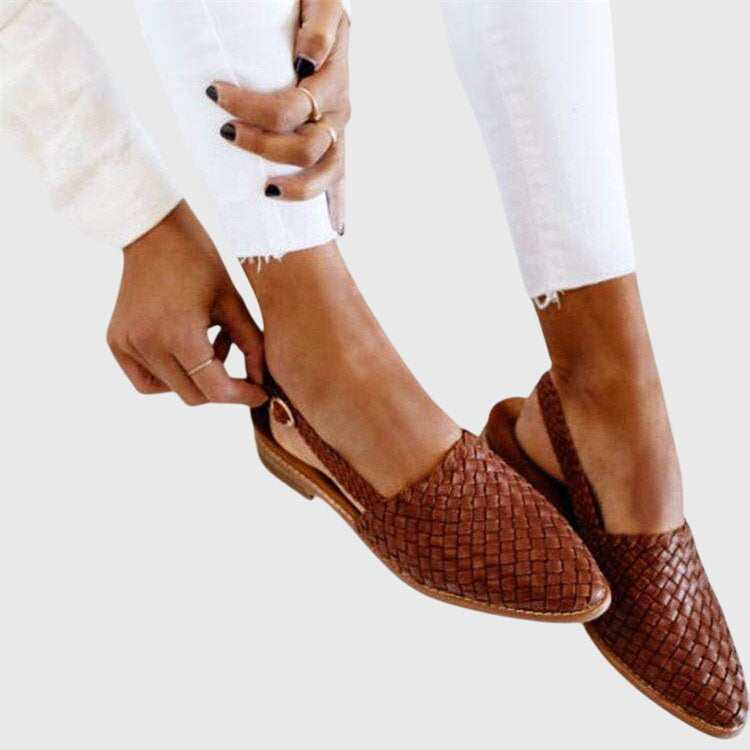 Ella woven slingback flat - Brown
