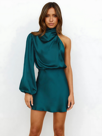 Ingrid one shoulder satin dress 4