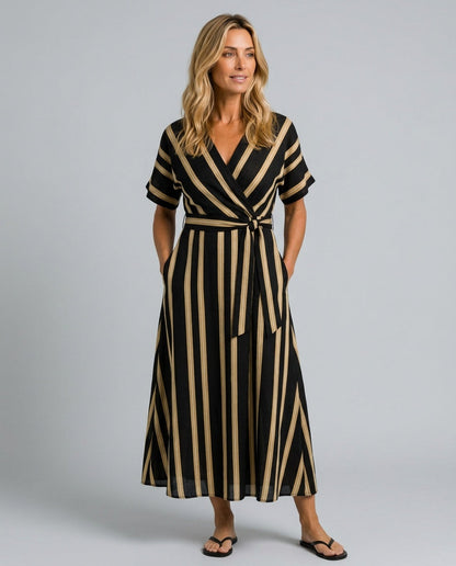 Elodie striped wrap midi dress 1