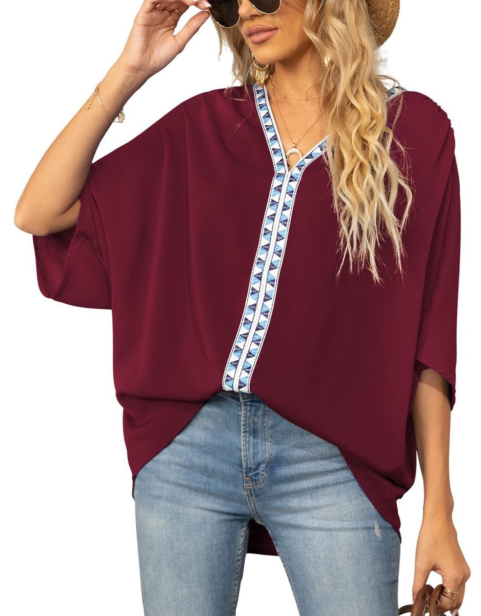 Ottilie embroidered V-neck tunic top 2