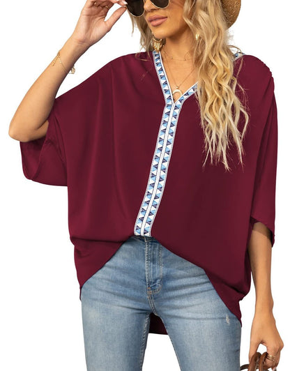 Ottilie embroidered V-neck tunic top 2