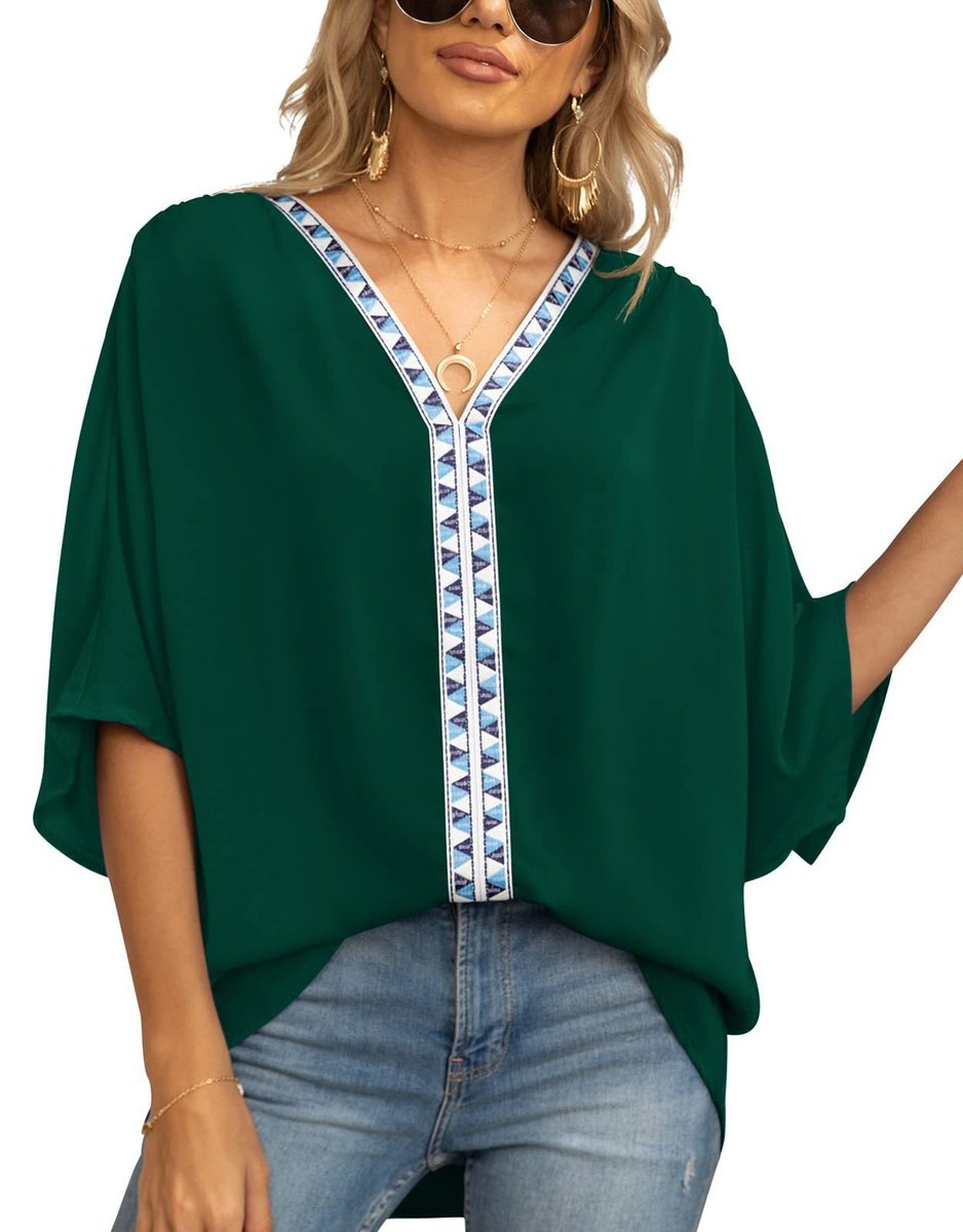 Ottilie embroidered V-neck tunic top 10