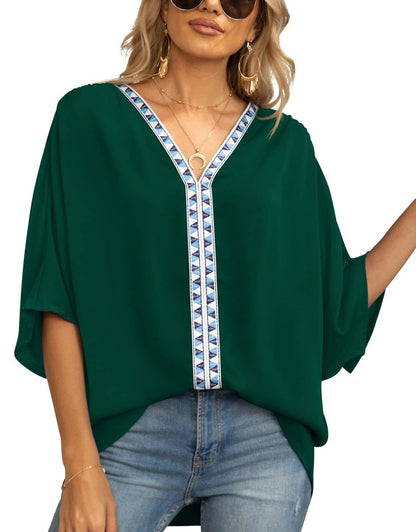 Ottilie embroidered V-neck tunic top 10