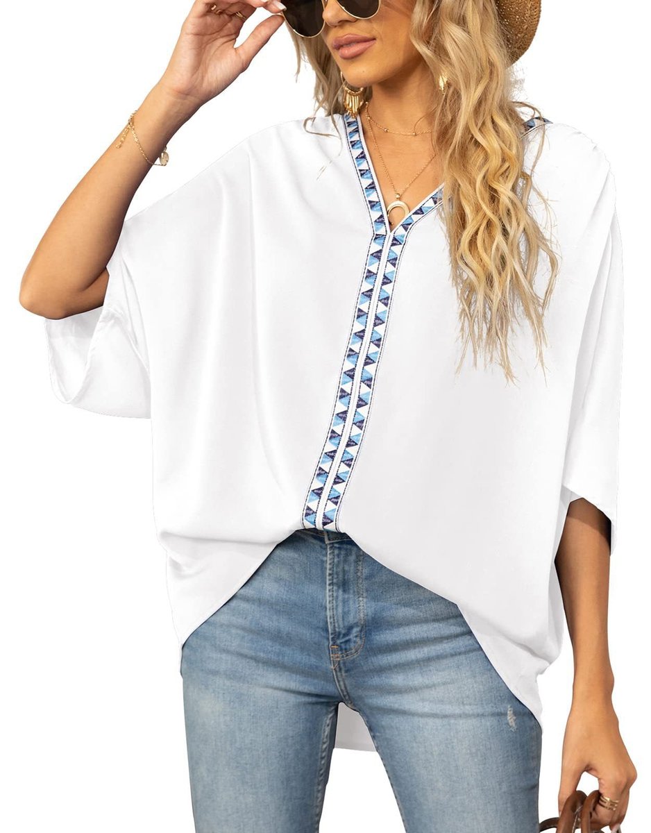 Ottilie embroidered V-neck tunic top 7