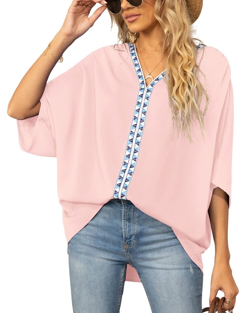 Ottilie embroidered V-neck tunic top 1