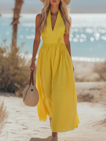 Carys linen halter maxi dress 2