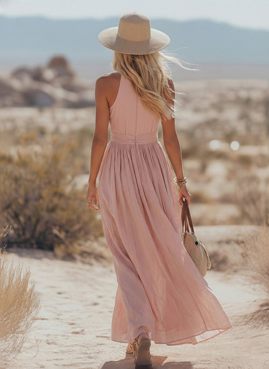Carys linen halter maxi dress 4