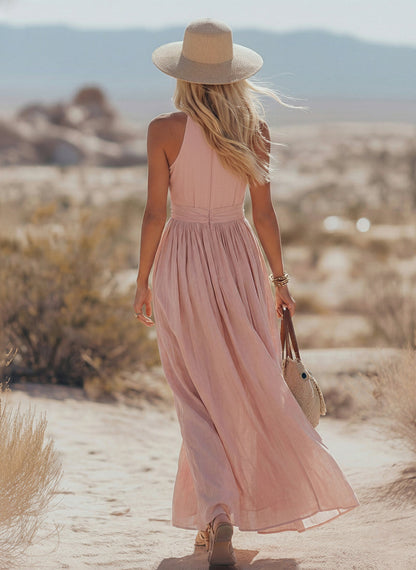 Carys linen halter maxi dress 4
