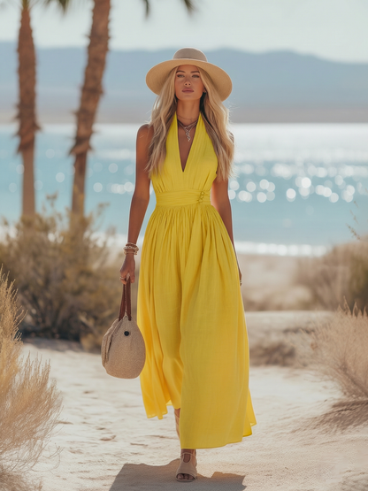 Carys linen halter maxi dress 6