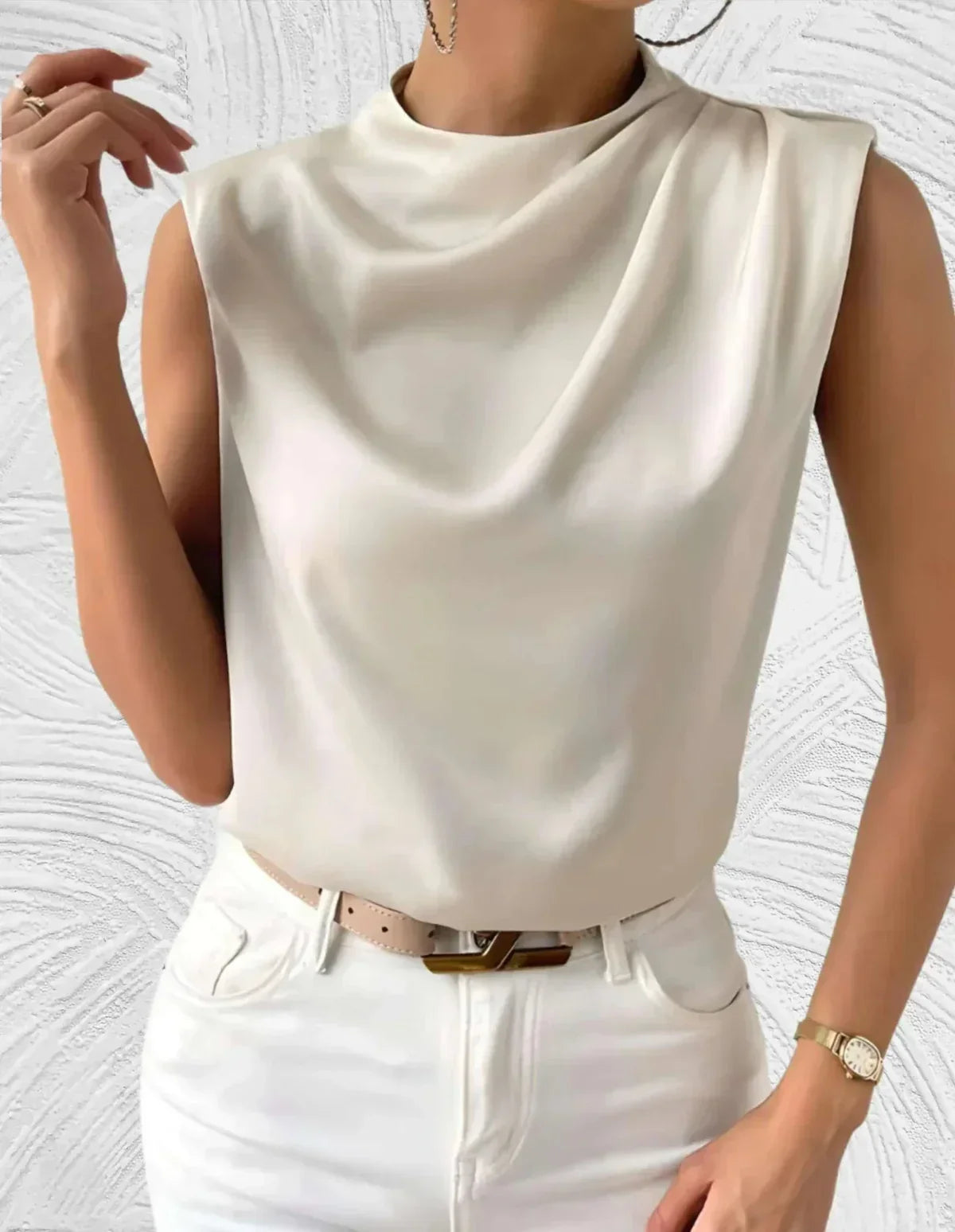 Yvette sleeveless draped blouse 1