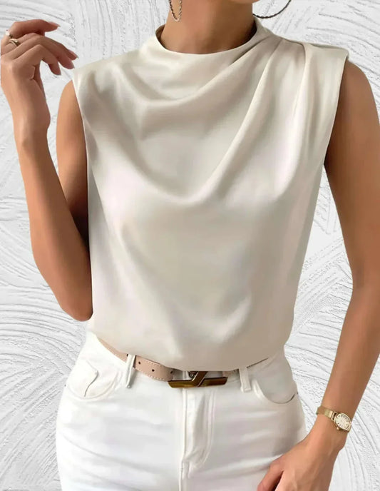 Yvette sleeveless draped blouse 1